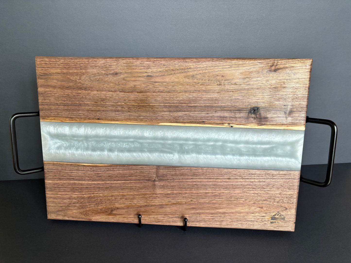 Handcrafted Black Walnut River Serving Board | Frosty White Epoxy
