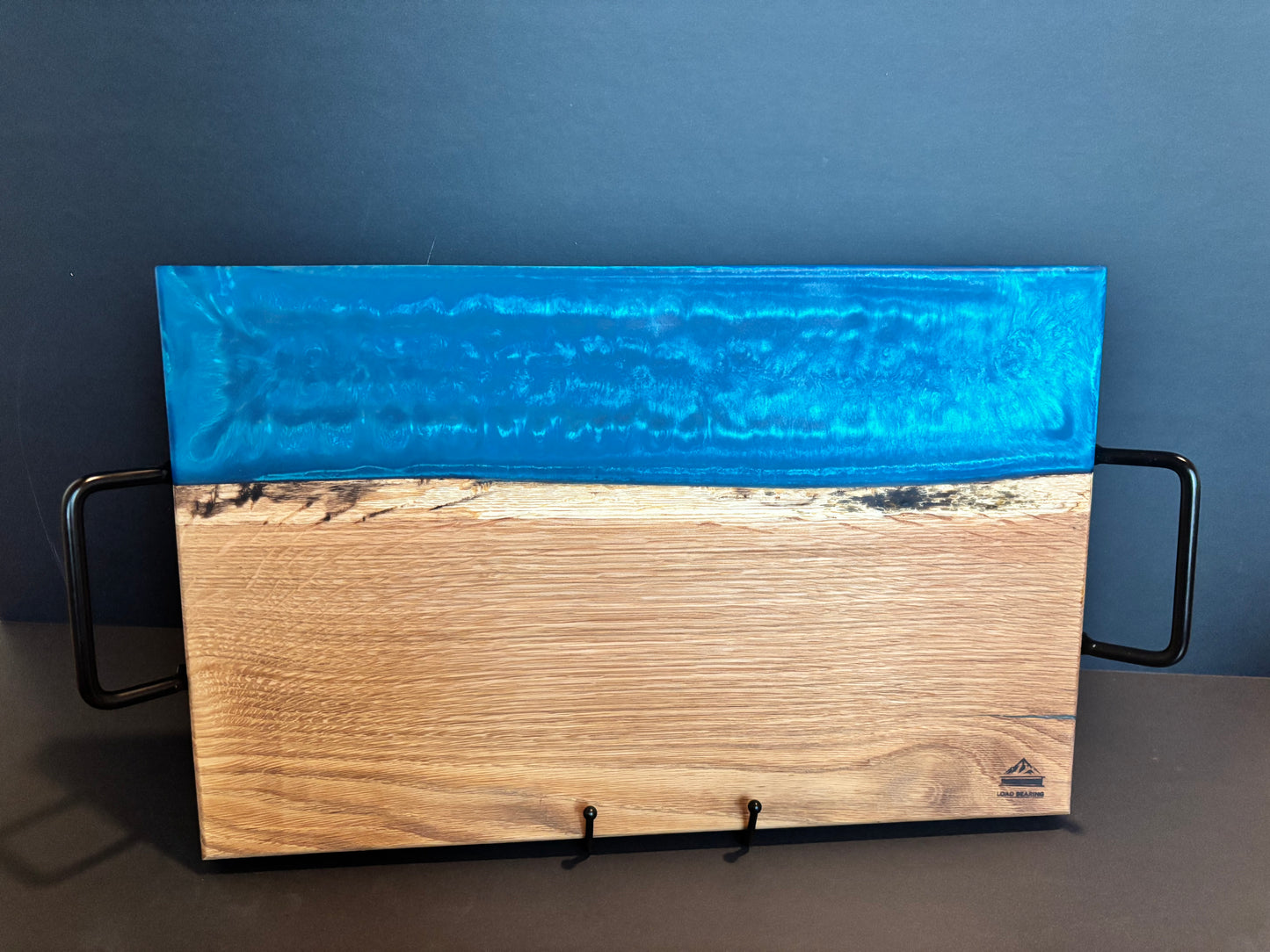 Handcrafted White Oak Serving Board | Sky Blue Epoxy
