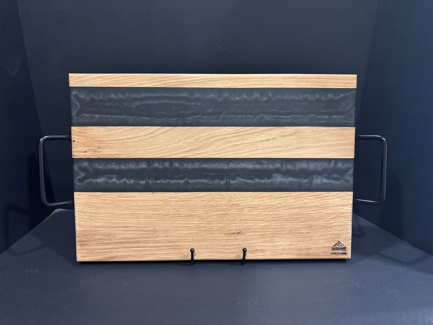 Handcrafted White Oak River Serving Board | Graphite Black Epoxy