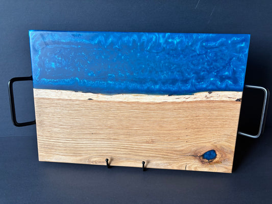 White Oak Serving Board - Deep Blue