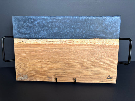Handcrafted White Oak Serving Board | Graphite Black Epoxy