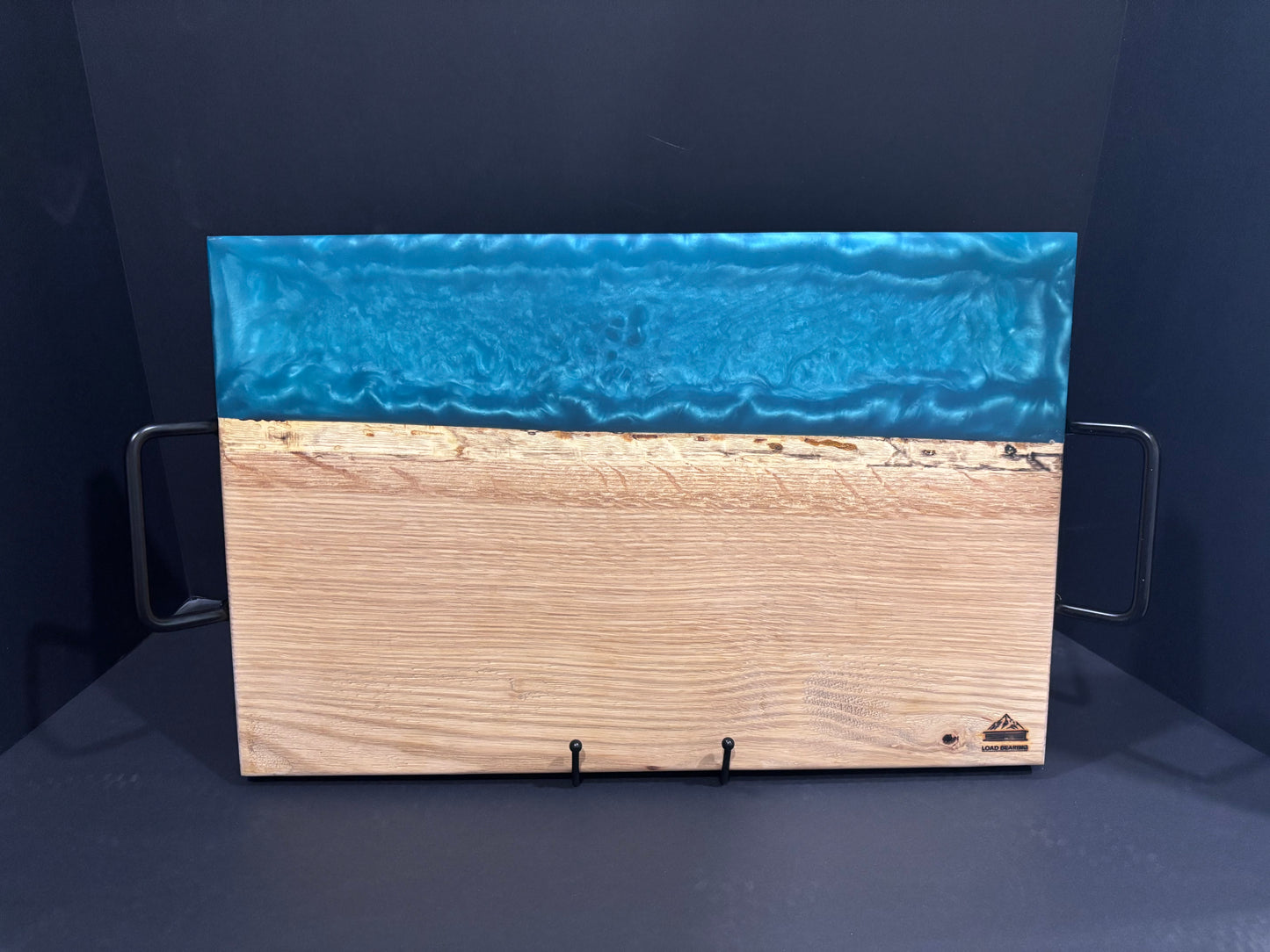 Handcrafted White Oak Serving Board | Teal Epoxy