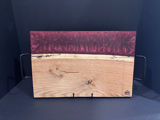 Handcrafted White Oak Serving Board | Maroon Red Epoxy