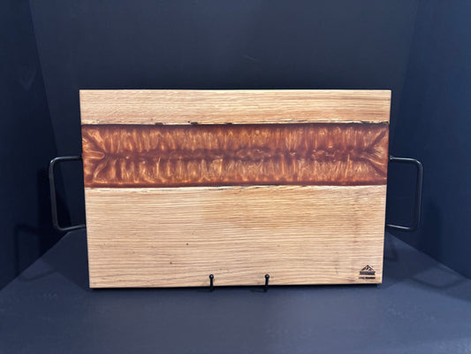 Handcrafted White Oak River Serving Board | Copper Epoxy