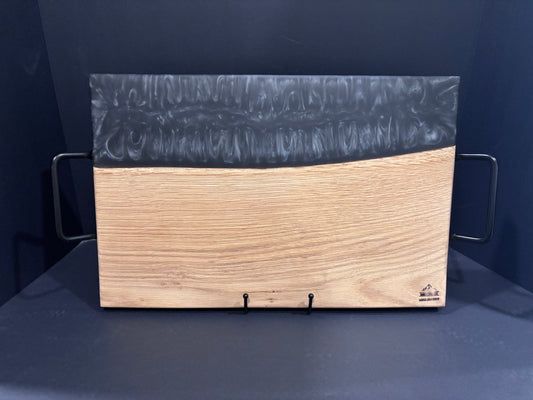 Handcrafted White Oak Serving Board | Graphite Black Epoxy
